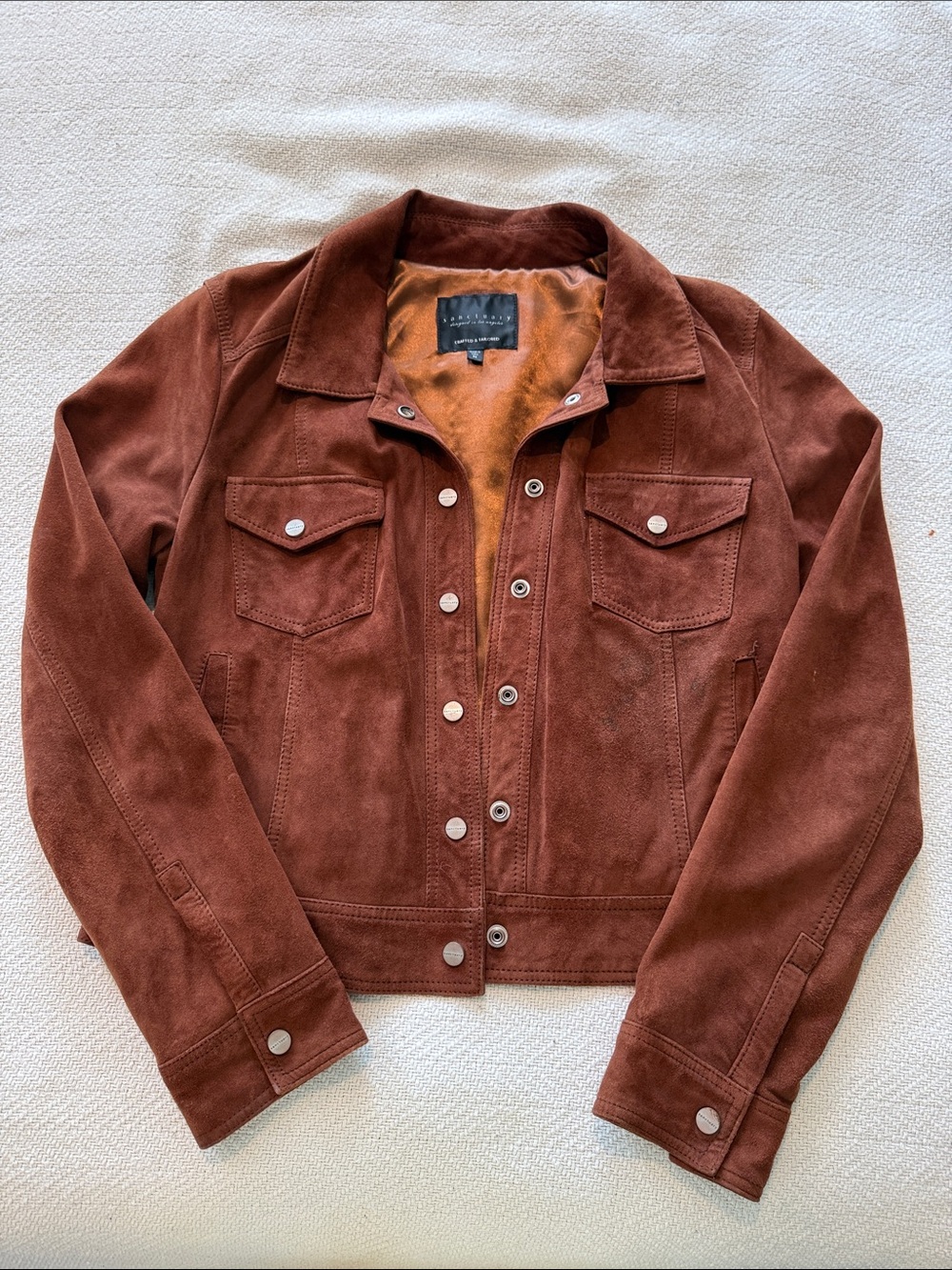 Sanctuary Suede Trucker Jacket - Rust Brown